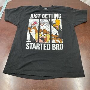 Warner Bros. Black Tee with Looney Tunes Panel Graphic